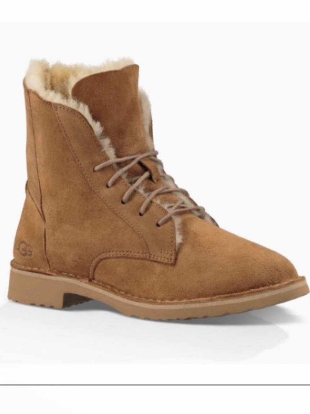 UGG Quincy Twinface Sheepskin Lace Up Boots 1012359 Chestnut Women’s USA Size 9